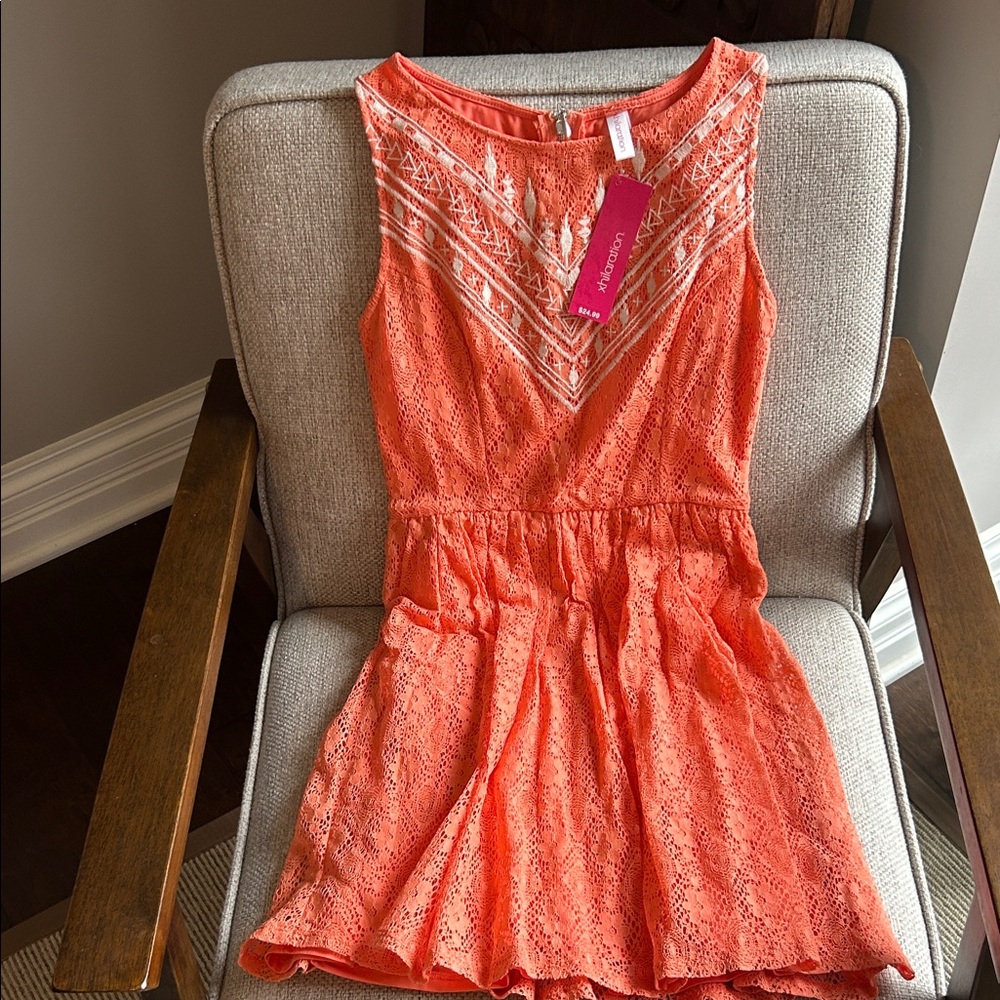 Coral Lace Sleeveless Dress